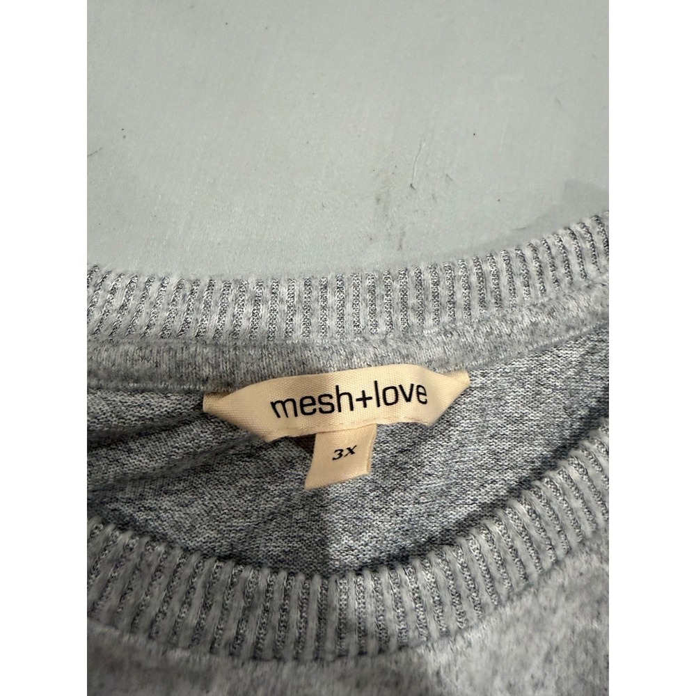 Coquette Womens mesh+love Embroidered Sweatshirt 3X Grey - Picture 2 of 6